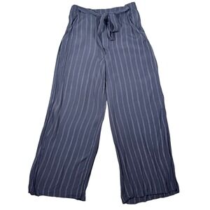 Wilfred Pinstripe Wide‎ Leg Cropped Pants Tie Waist Casual Comfy Large Silk